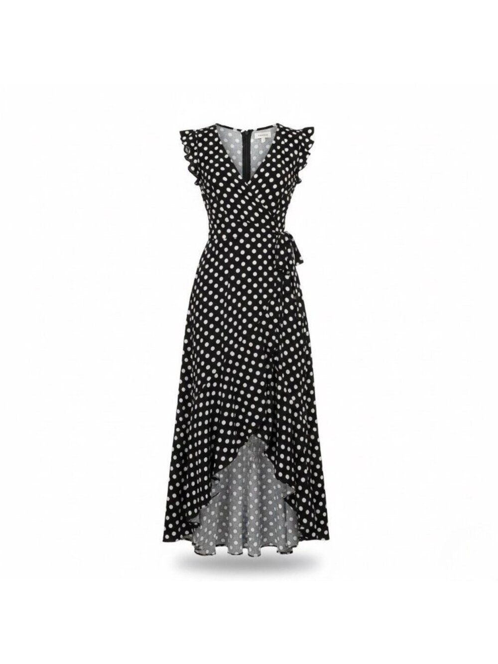 Grecerelle Womens Navy Polka Dot Maxi Wrap Dress Rayon/Spandex Sz M